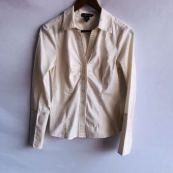Women's Rampage Cream Long Sleeve Button Down Shirt - Picture 2 of 9